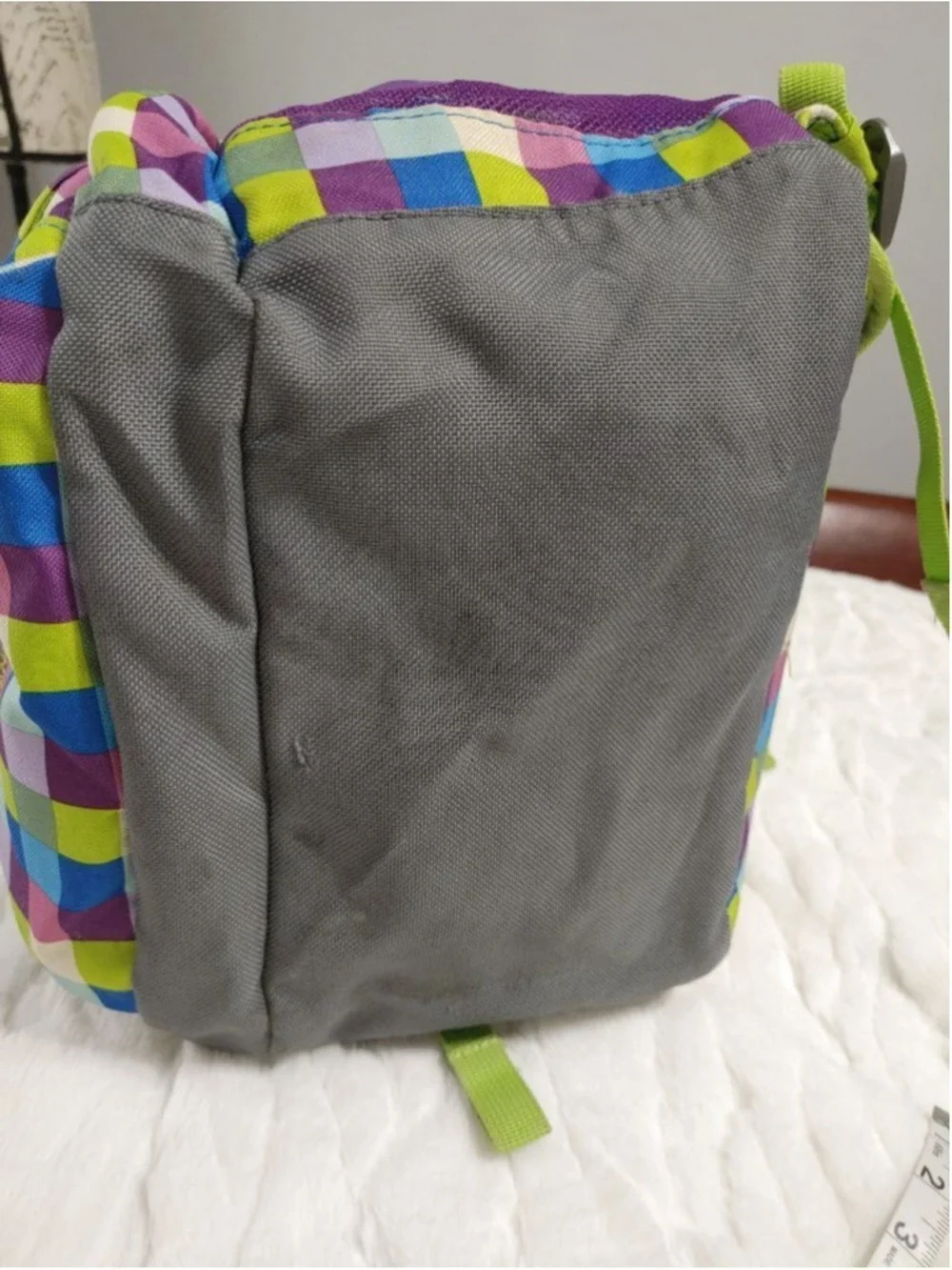 Girls Lands' End Plaid Backpack One Size Multi-color Green/Purple/Blue